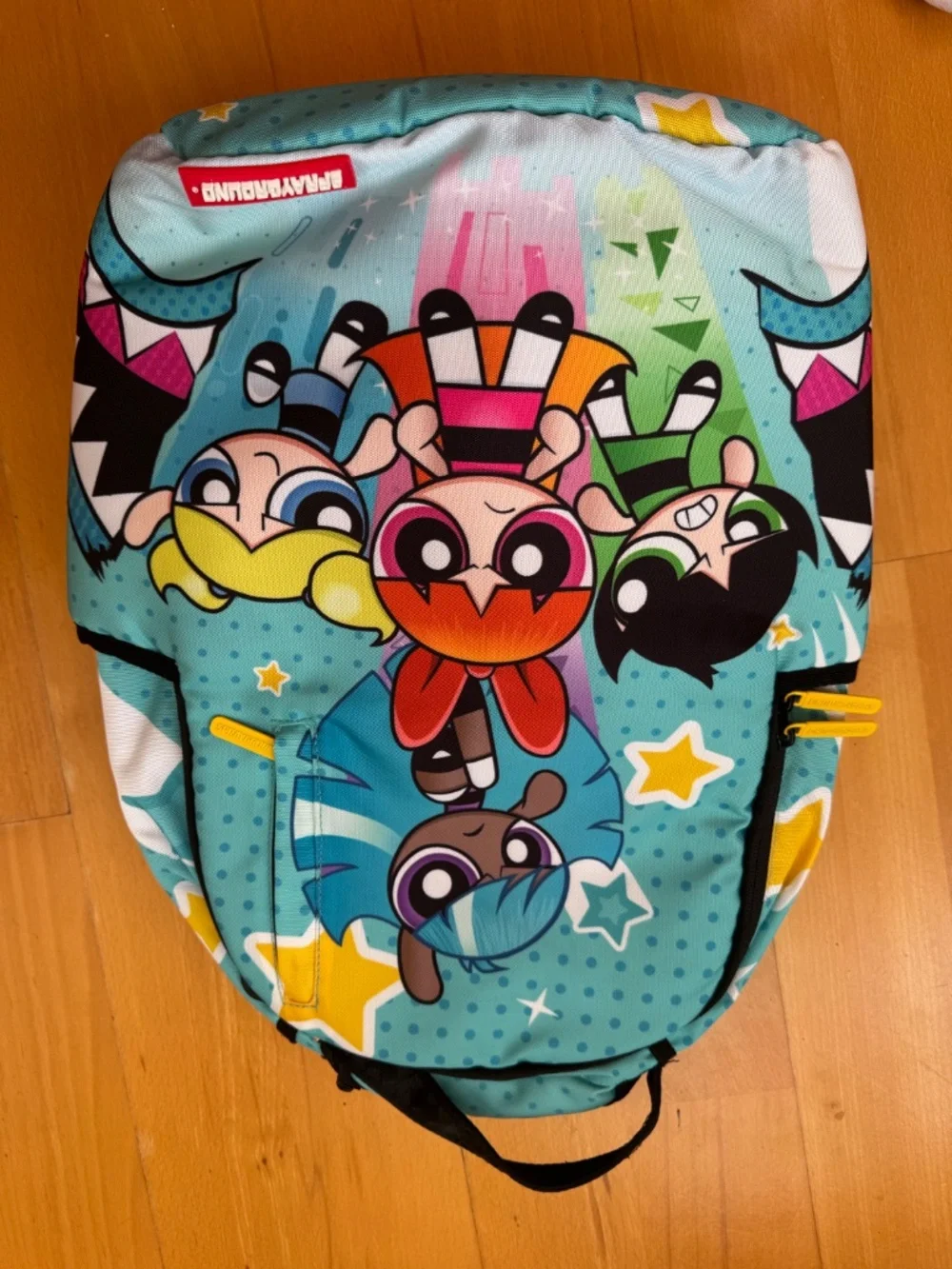 Sprayground Powderpuff Girls Limited Edition Shark Backpack Cartoon Bag